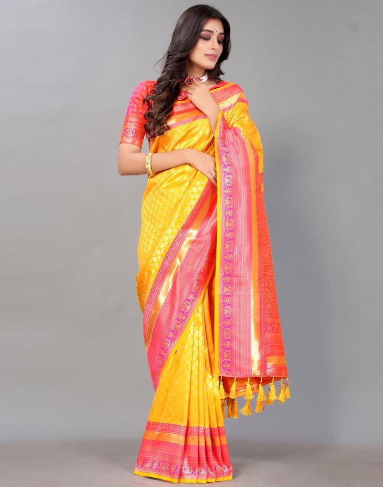 Turmeric Yellow Silk Saree | Leemboodi