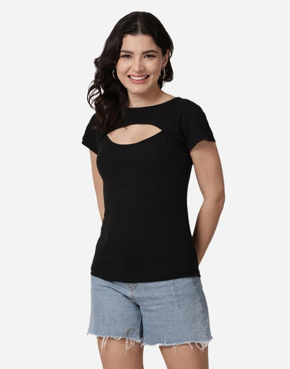 Black Colored Lycra Knitted Top | Leemboodi