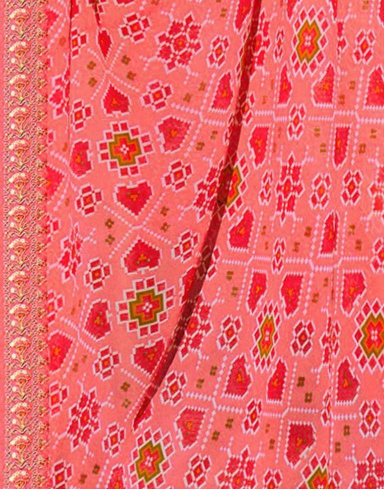 Watermelon Pink And Multicolored Patola Saree | Leemboodi