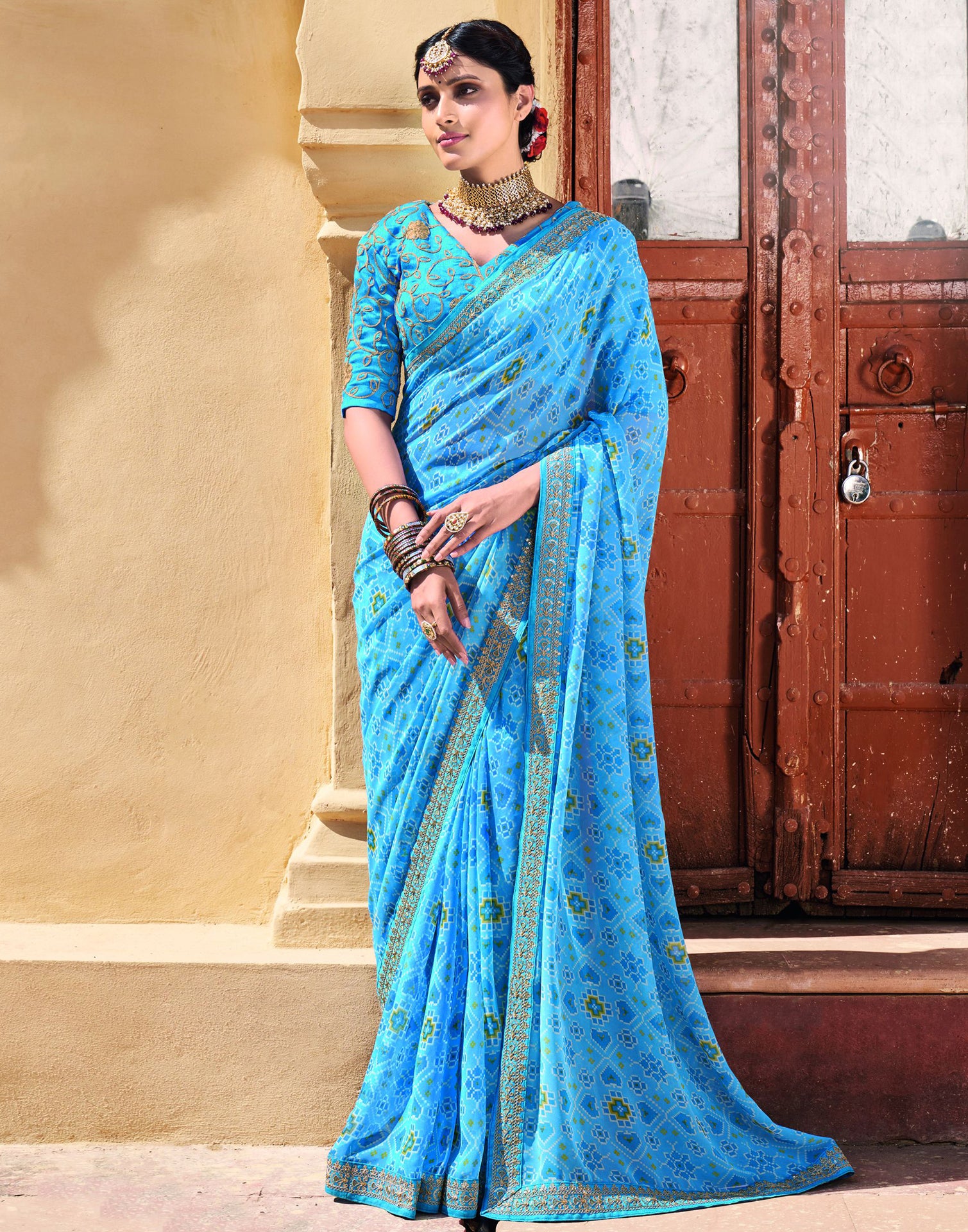 Sunlight Silk Heavy Party Wear Sky Blue Saree For Special Look