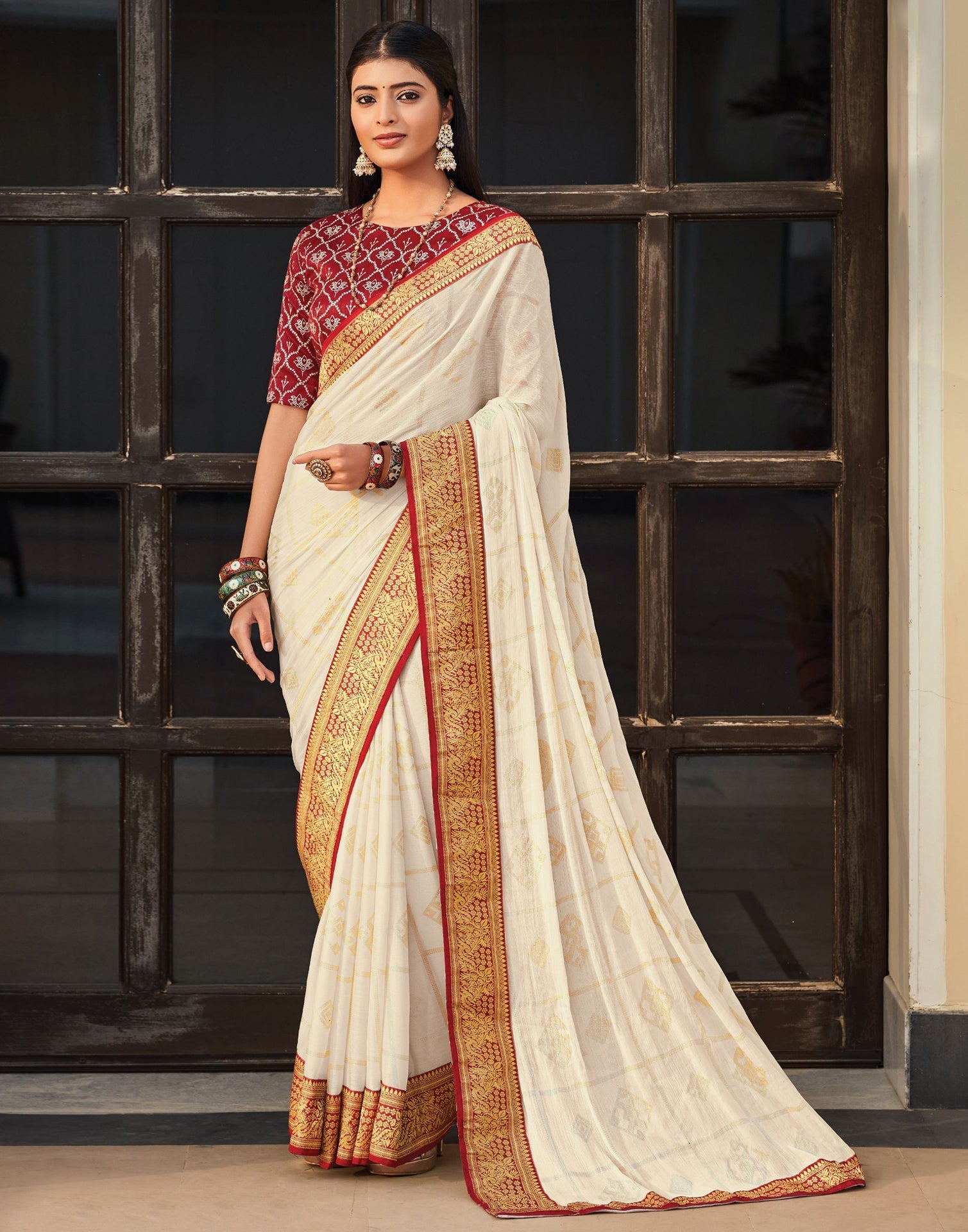 White Chiffon Floral Predrapped Saree – Shopaholics Choice