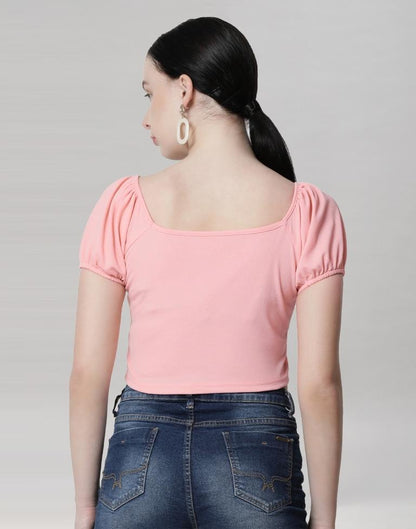 Peach Coloured Lycra Knitted Top | Leemboodi