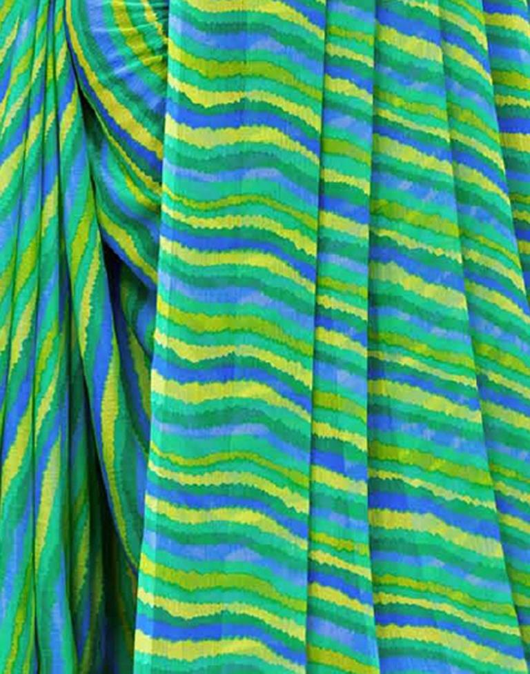 Acqua Green And Multicolored Chiffon Saree | Leemboodi