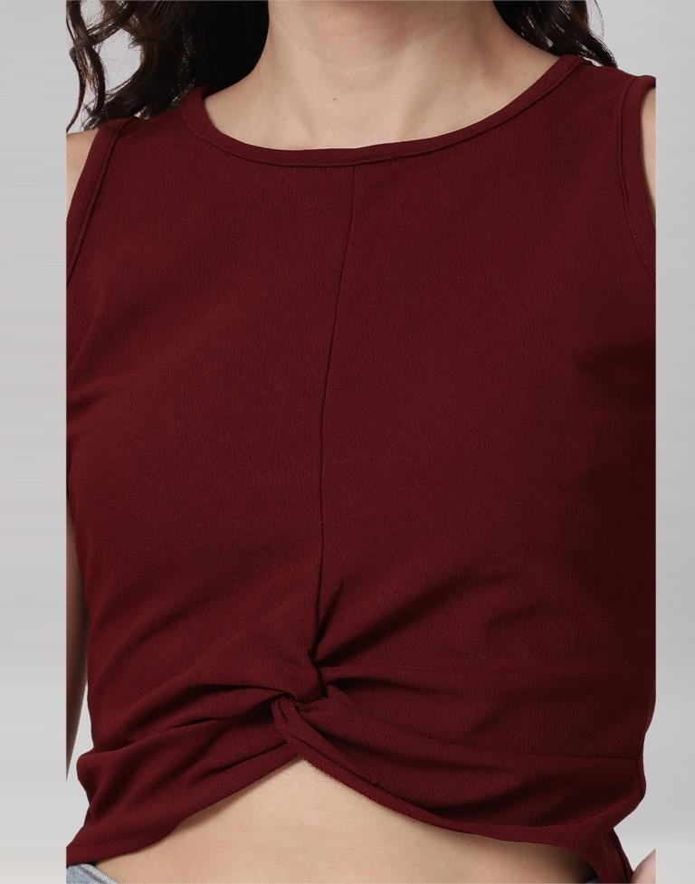 Maroon Coloured Lycra Knitted Top | Leemboodi