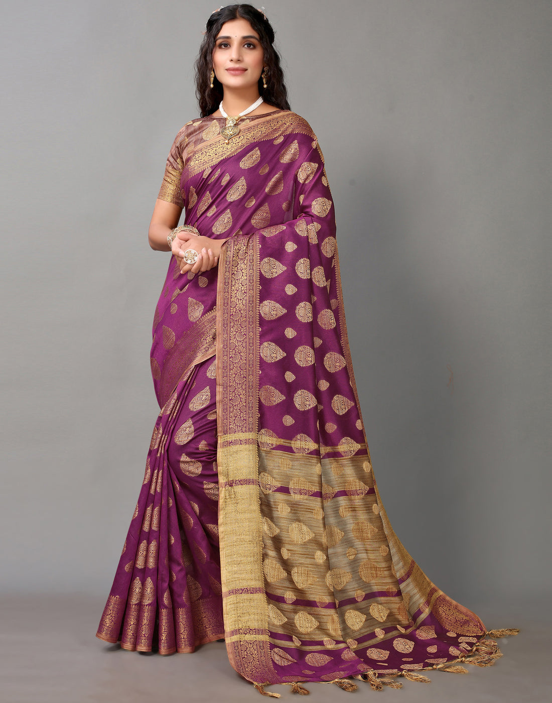 Purple Banarasi Silk Saree | Leemboodi
