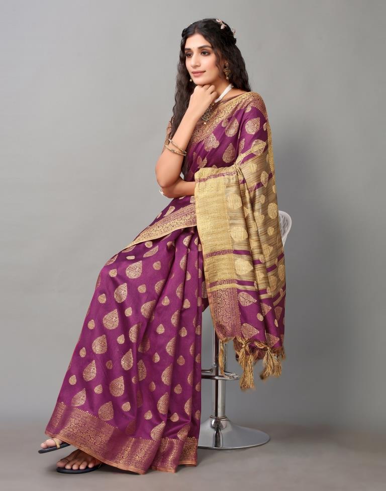 Purple Banarasi Silk Saree | Leemboodi