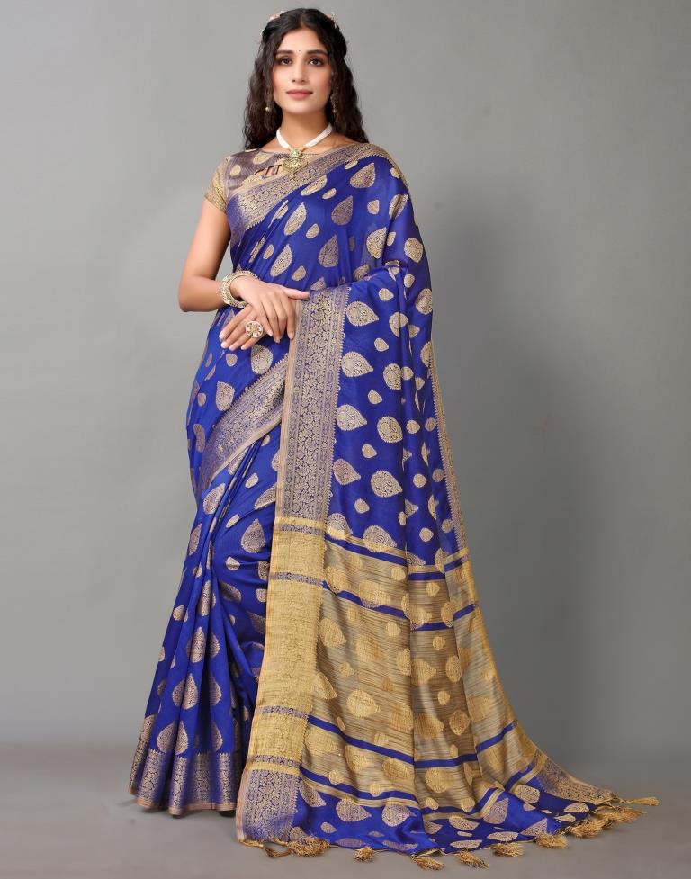 Banarasi Saree in Navy Blue : SWZ1084