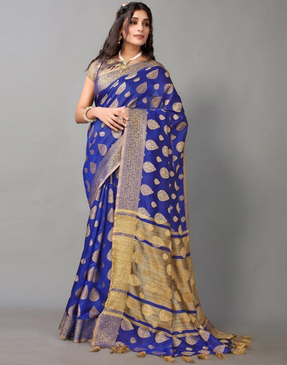 Royal Blue Banarasi Silk Saree | Leemboodi