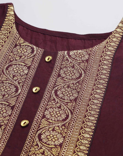 Brown Kurti With Pant And Dupatta | Leemboodi