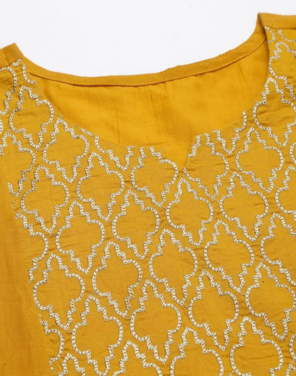 Yellow Kurti With Pant And Dupatta | Leemboodi