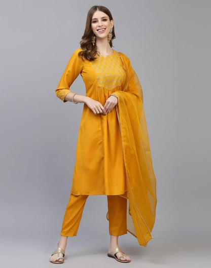 Yellow Kurti With Pant And Dupatta | Leemboodi