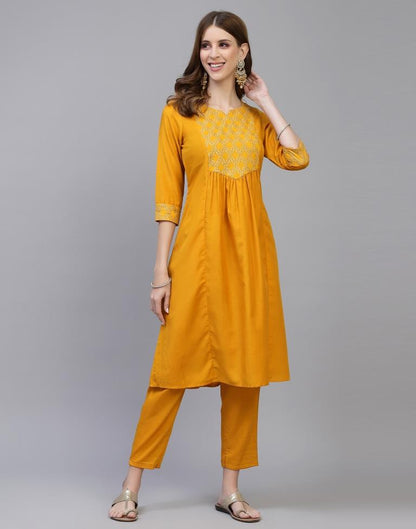 Yellow Kurti With Pant And Dupatta | Leemboodi