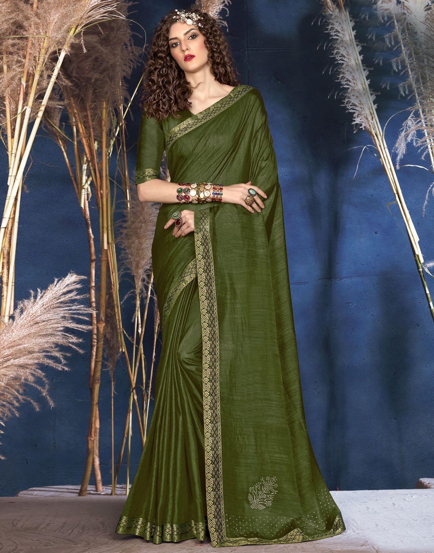 Mehndi Green Woven Banarasi Silk Saree With Brocade Blouse – Zari Banaras