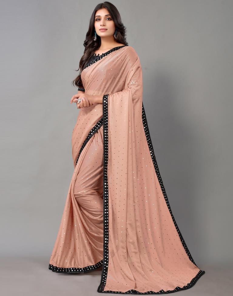 Peach Beautiful Plain Georgette Saree for Women by STK ENTERPRISE