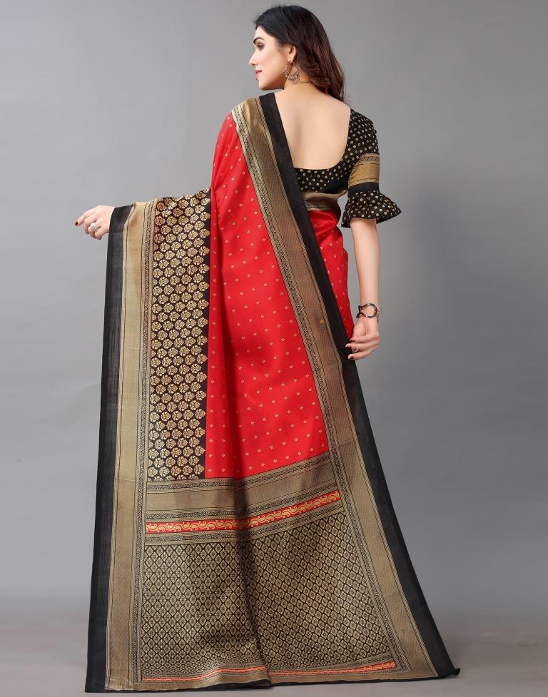 Red And Beige Silk Saree | Leemboodi