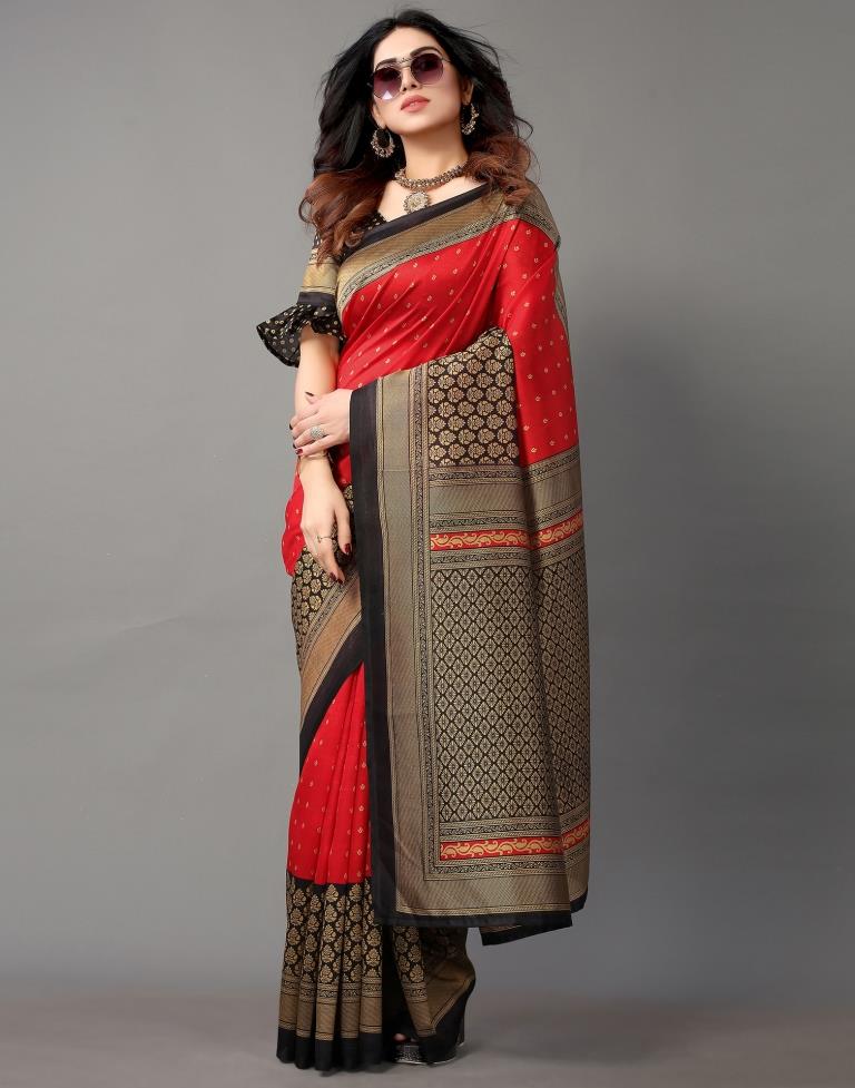 Red And Beige Silk Saree | Leemboodi