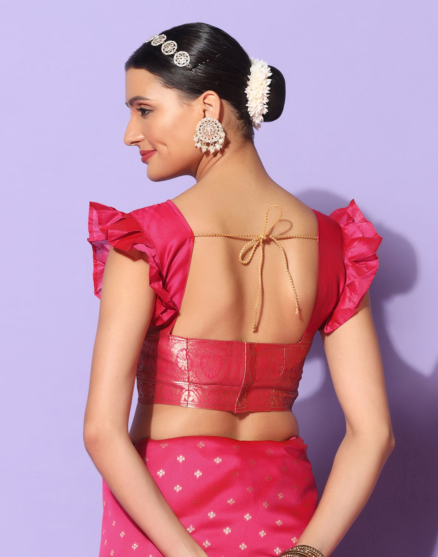 Pink And Golden Banarasi Silk Saree | Leemboodi