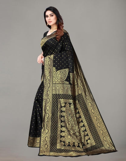 Black And Golden Banarasi Silk Saree | Leemboodi