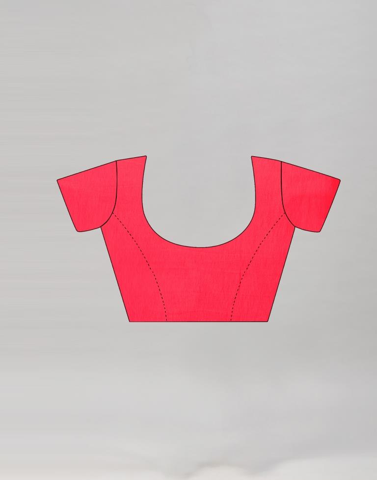 Peach Red Coloured Georgette Thread Work Partywear Saree | Leemboodi