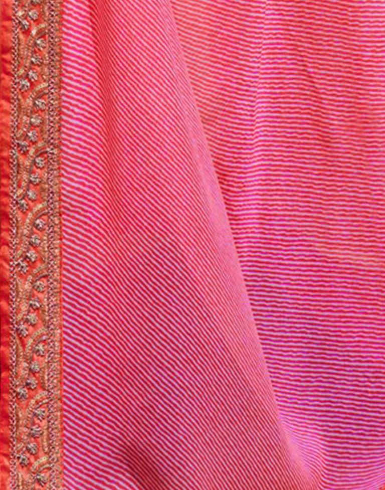 Light Pink Leheriya Printed Georgette Saree | Leemboodi