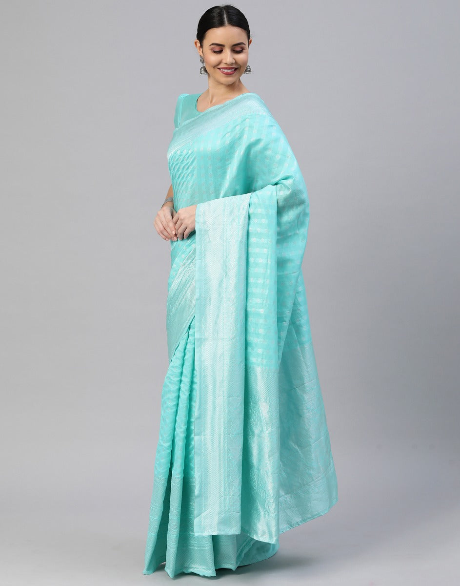 Light Blue Banarasi Silk Saree | Leemboodi