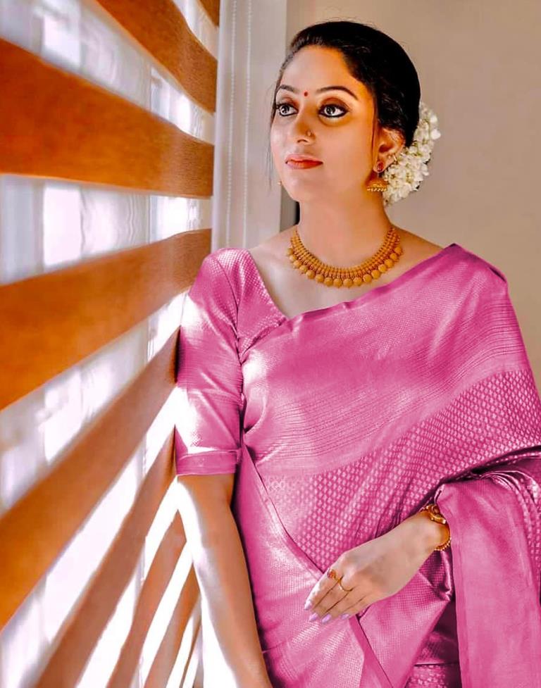 Pink Bollywood Pure Silk Kanjivaram saree With Designer Blouse || Rooprekha  – rooprekha