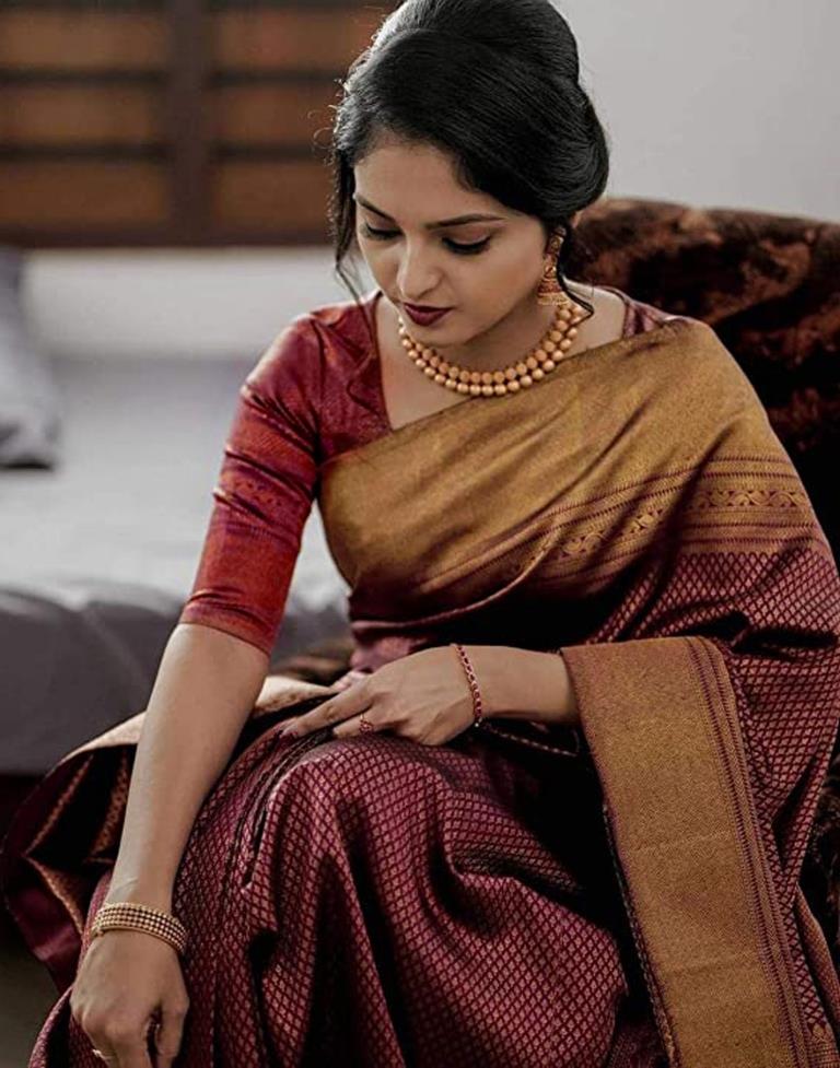 Jaya Brown Soft Silk Saree With Gorgeous Blouse Piece – Zariknyaa