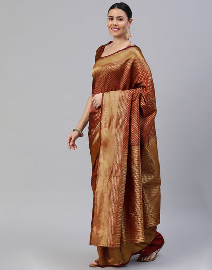 Brown Banarasi Silk Saree | Leemboodi