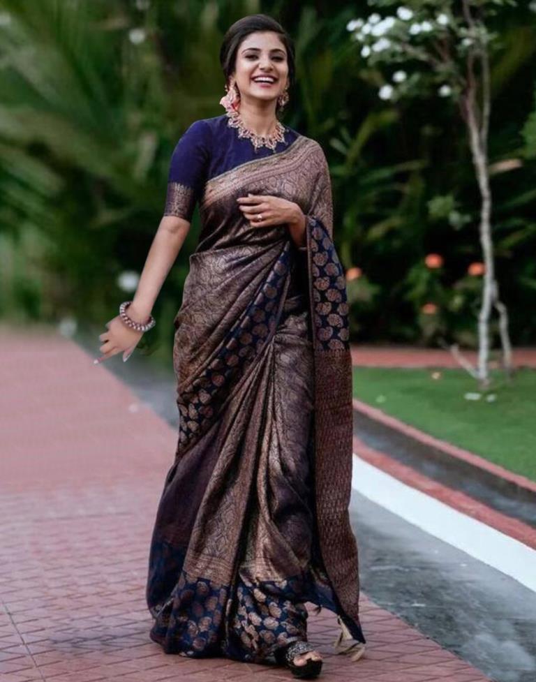 Buy Navy Blue Wedding Saree Online