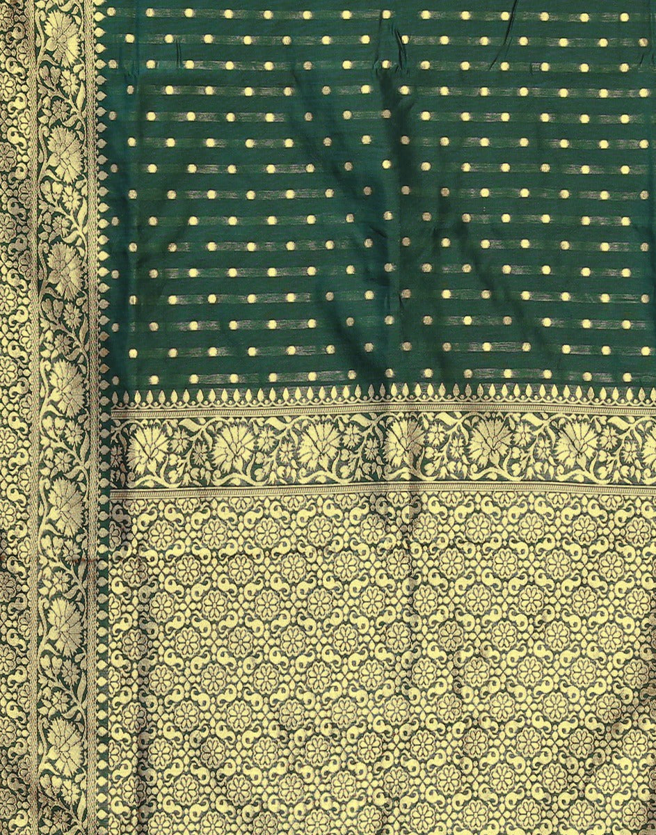 Bottle Green Banarasi Silk Saree | Leemboodi