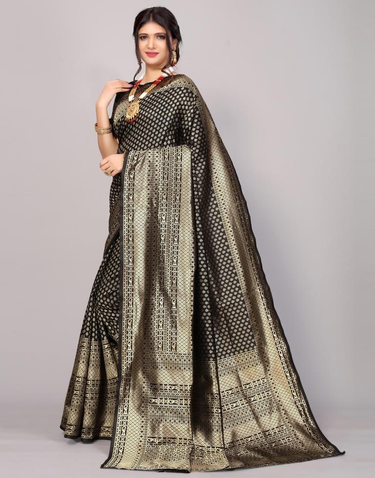 Black Banarasi Silk Saree | Leemboodi