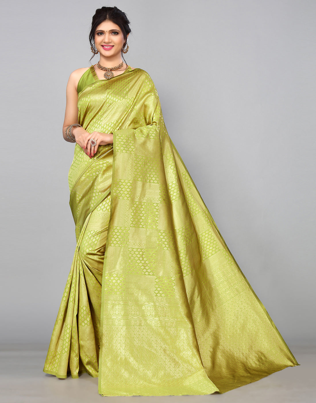 Pear Green Kanjivaram Silk Saree | Leemboodi