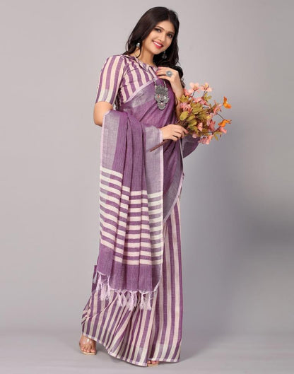 Light Purple Cotton Plain Woven Saree | Leemboodi
