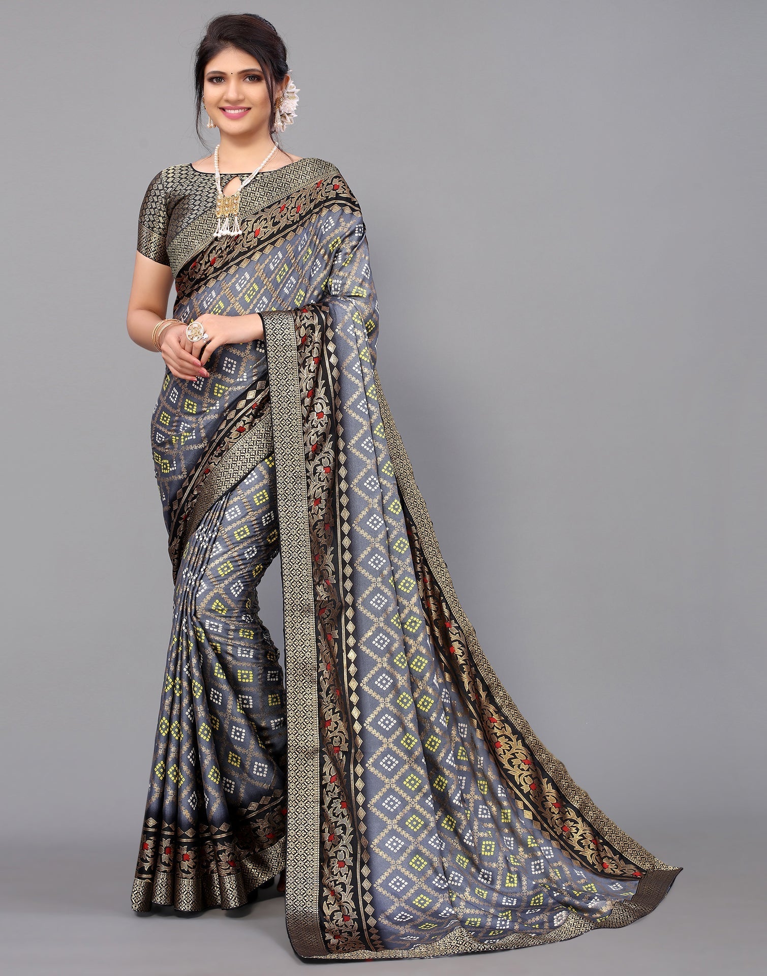 Grey Silk Saree | Leemboodi