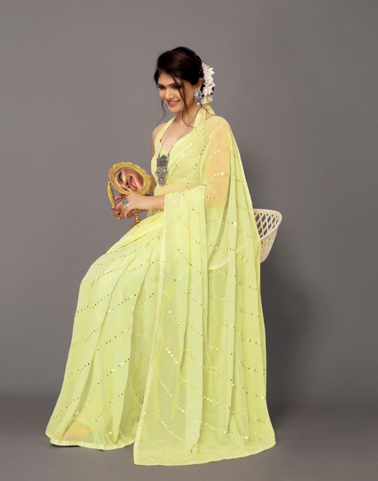 Vallabhi Rainbow Vl-12703 Yellow Georgette Saree – Sanskar Sarees