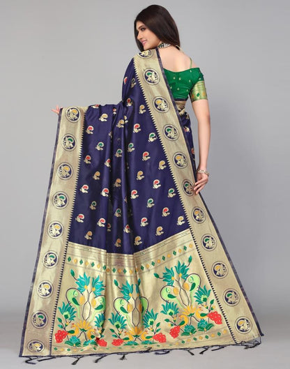 Navy Blue And Muti Silk Saree | Leemboodi