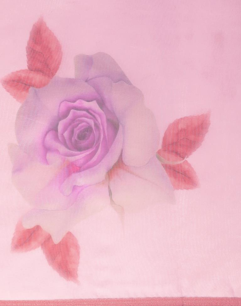 Light Pink Printed Organza Saree | Leemboodi