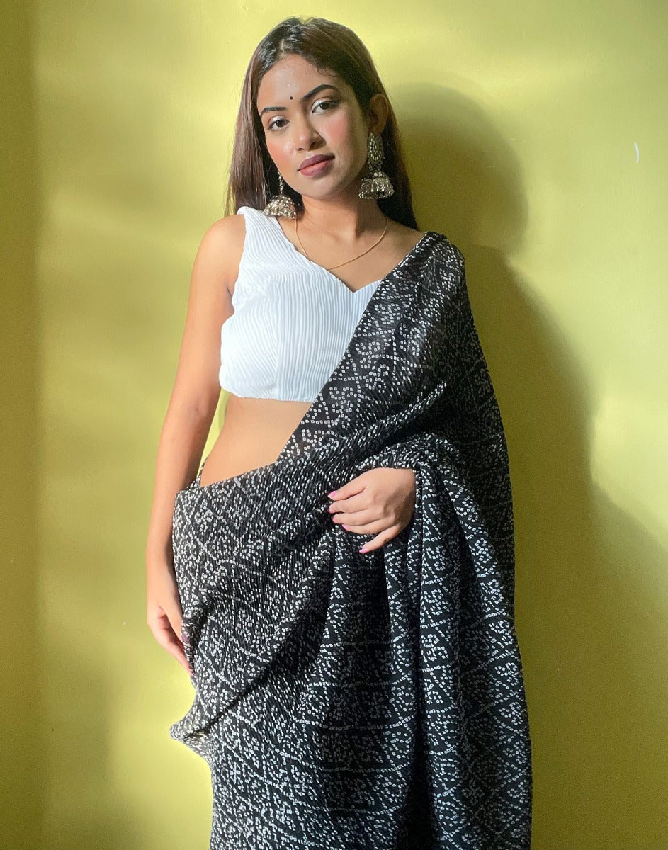 Metallic Foil Pleated Saree – Namrata Joshipura Online