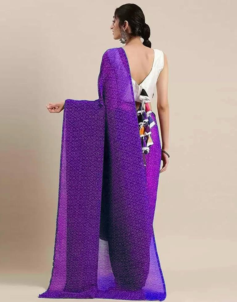 Women's Embellished Purple Bandhani Saree - Rangpur | Bandhani saree,  Women, Saree