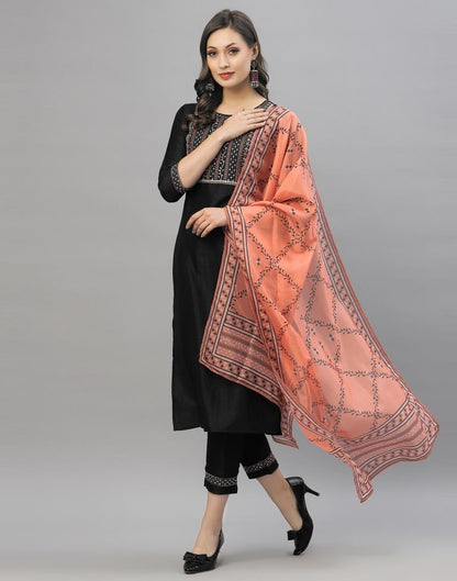 Black Kurti With Pant And Dupatta | Leemboodi