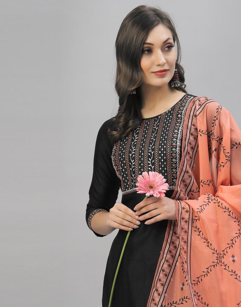 Black Kurti With Pant And Dupatta | Leemboodi