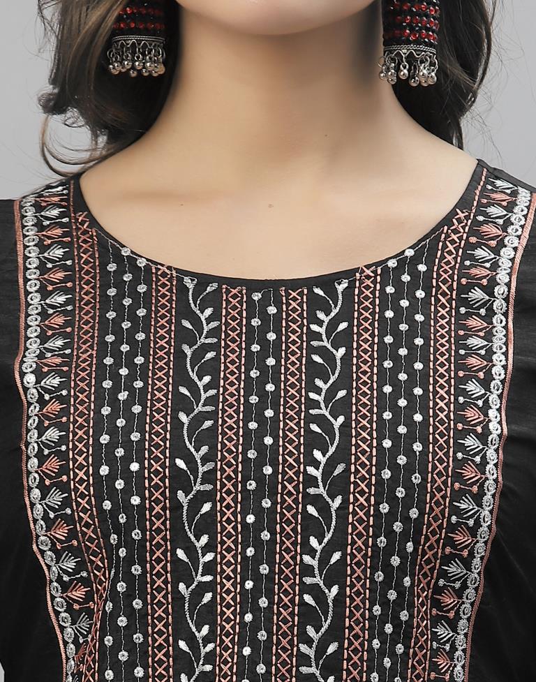 Black Kurti With Pant And Dupatta | Leemboodi