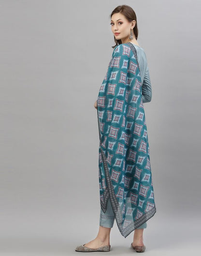 Grey Kurti With Pant And Dupatta | Leemboodi