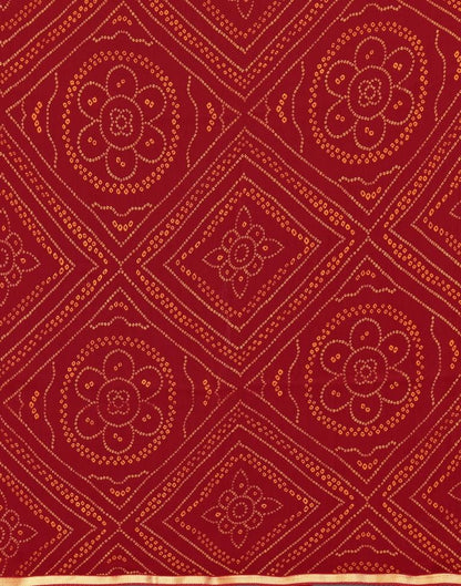 Red Bandhani Printed Saree | Leemboodi