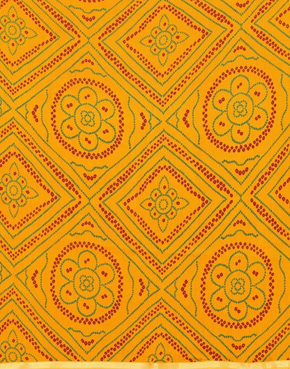 Yellow Bandhani Printed Saree | Leemboodi
