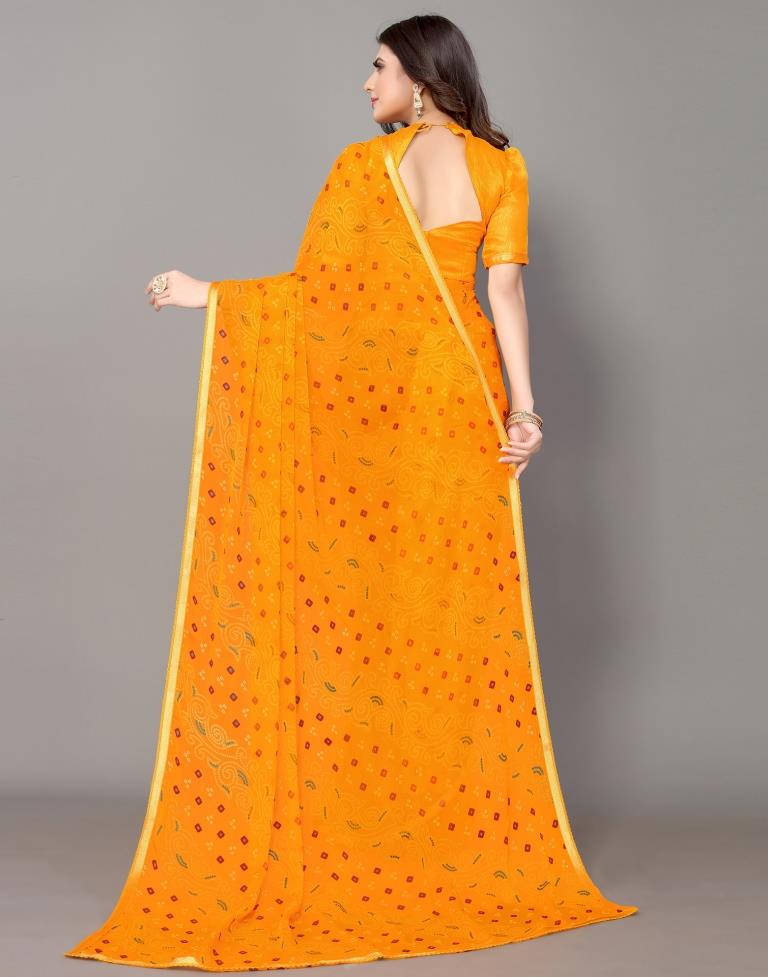 Yellow Bandhani Printed Saree | Leemboodi