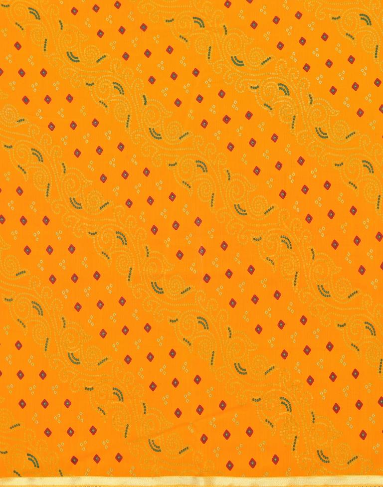 Yellow Bandhani Printed Saree | Leemboodi