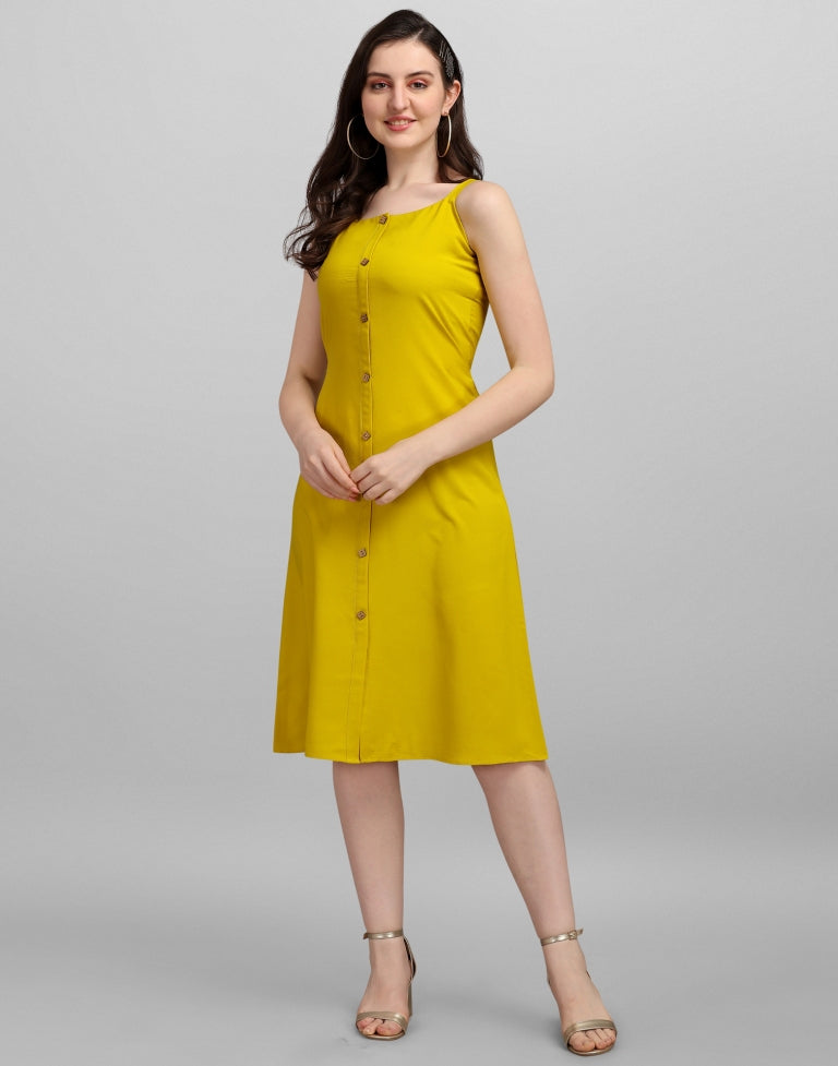 Mustared Yellow A-line Dress | Leemboodi