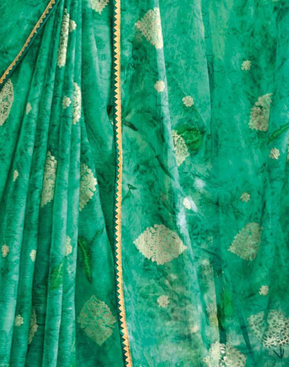 Turquoise Green Chiffon Saree | Leemboodi