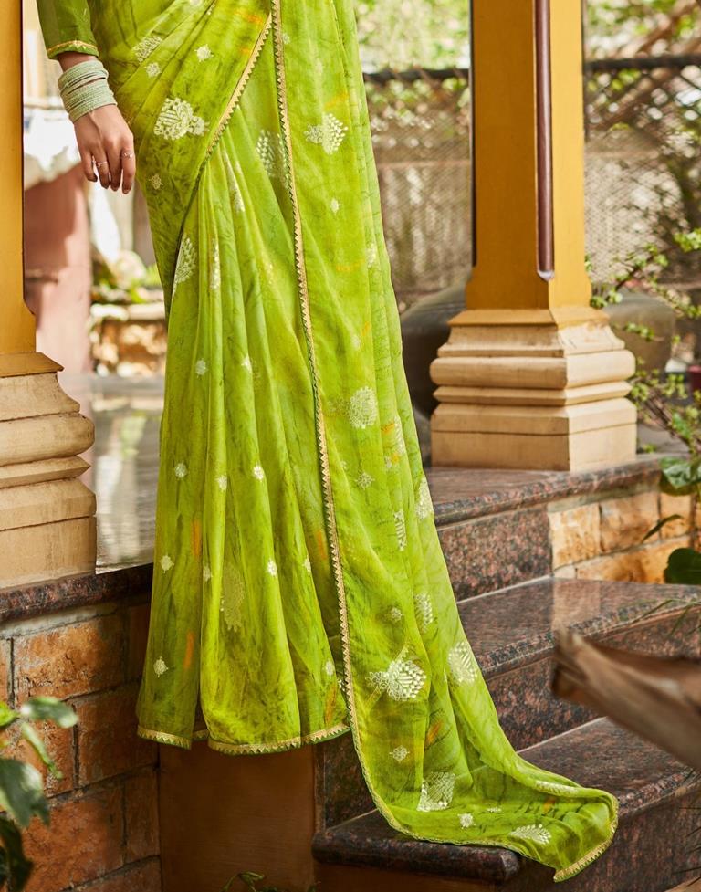 Buy Parrot Green Banarasi Pure Chiffon Georgette Saree Georgette Banarasi  Silk Handwoven Saree Designer Weaving Fabric Sari Women Gifts Fabric Online  in India - Etsy